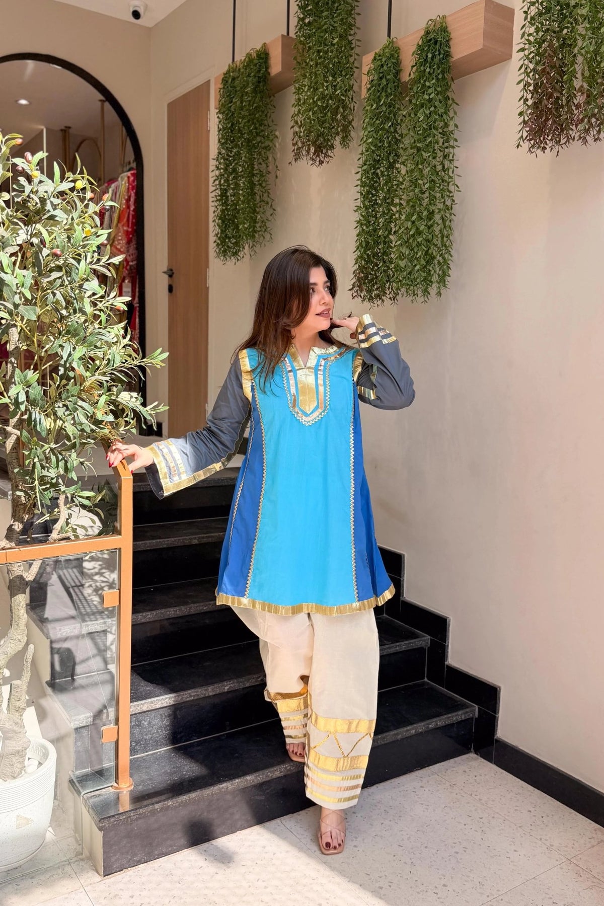 Most Viral Kareena Kapoor Style Cotton Kurta Set with Premium Gota Patti Work (RD034) - SortedMart