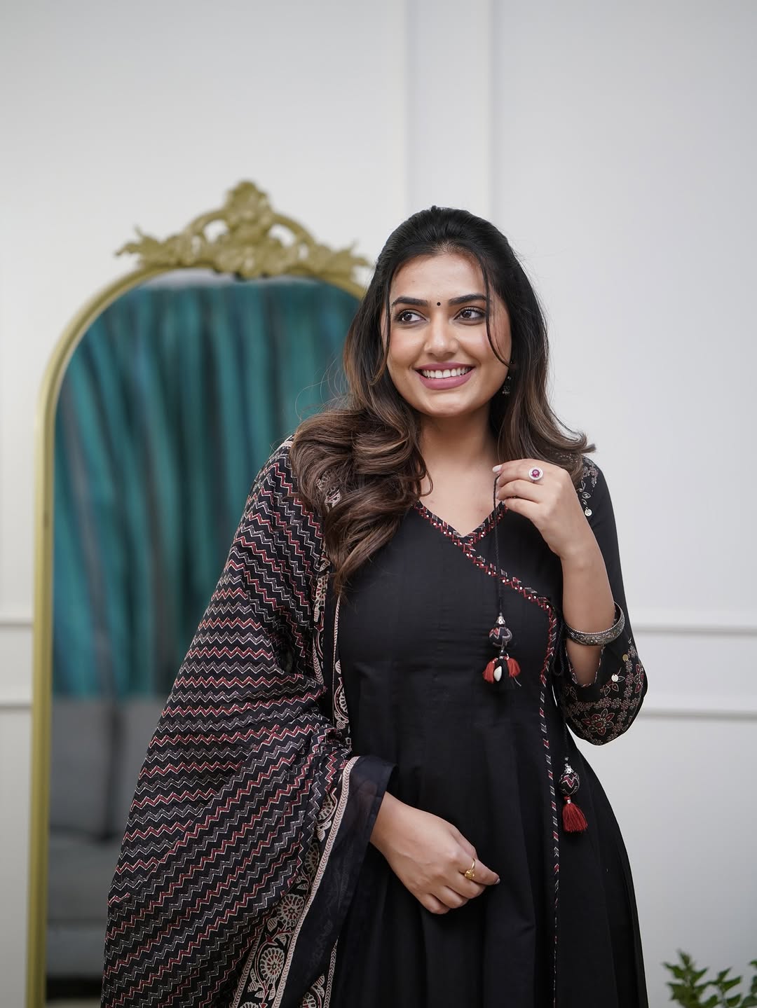 Ajrakh-Inspired Anarkali Set with Printed Dupatta S(RD29) - SortedMart