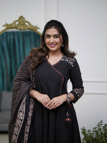 Ajrakh-Inspired Anarkali Set with Printed Dupatta S(RD29) - SortedMart