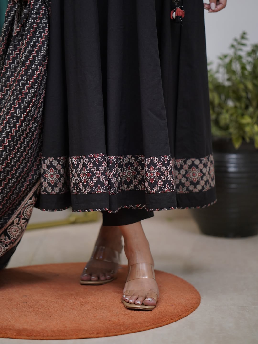 Ajrakh-Inspired Anarkali Set with Printed Dupatta S(RD29) - SortedMart