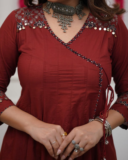 Ajrakh-Inspired Anarkali Set with Printed Dupatta S(RD29) - SortedMart