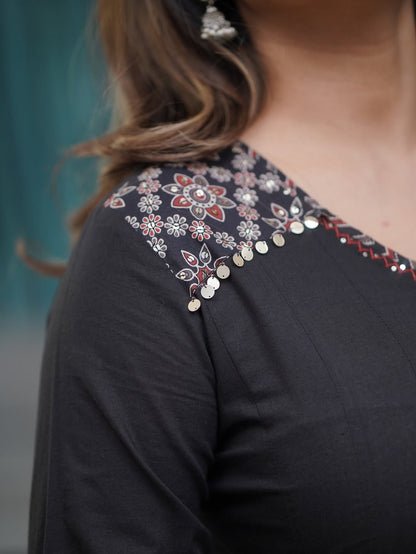 Ajrakh-Inspired Anarkali Set with Printed Dupatta S(RD29) - SortedMart