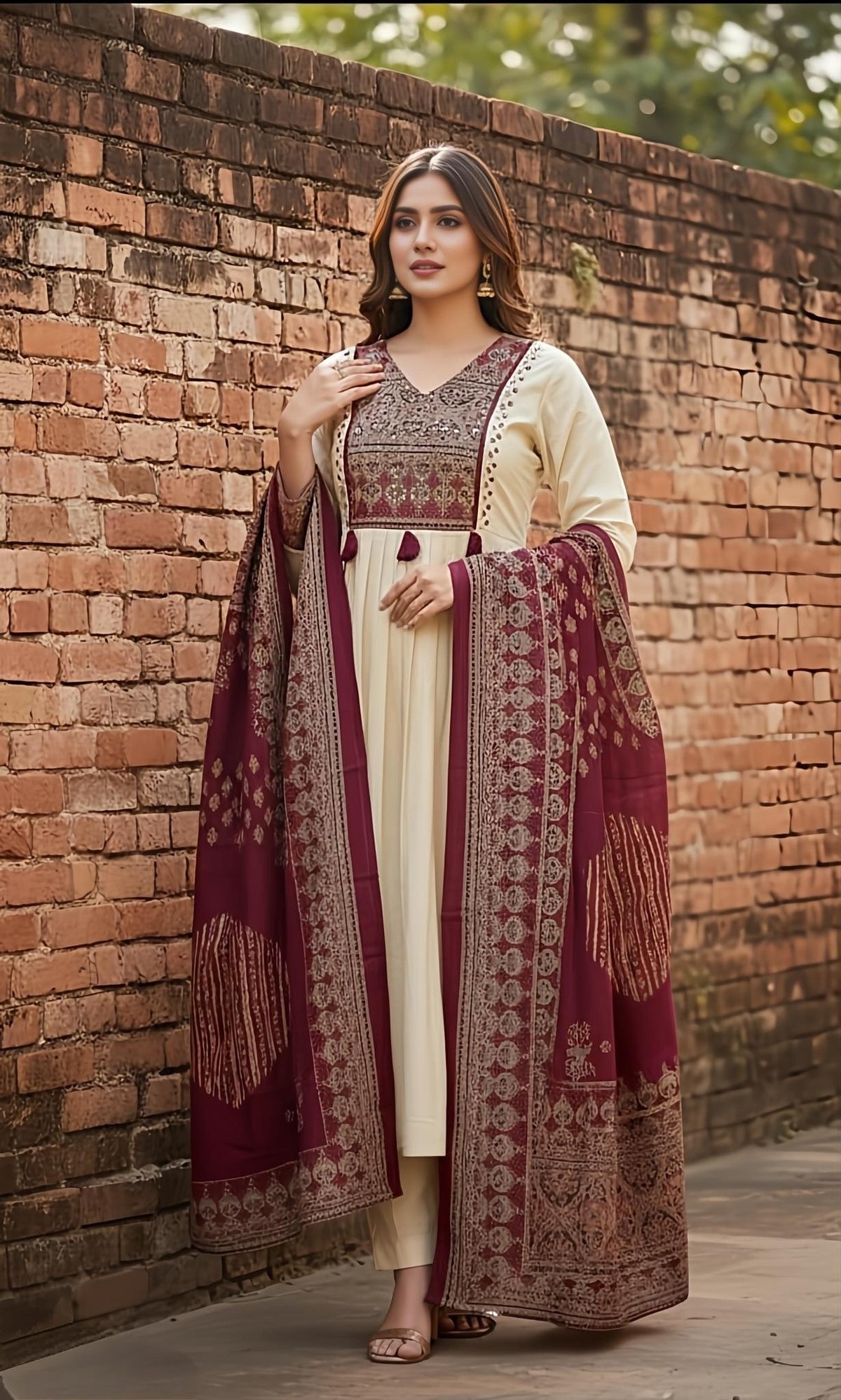 💞💞 Beautiful A-line Kurti with Original Mirror Work 🥰 🥰 (RD027) - SortedMart