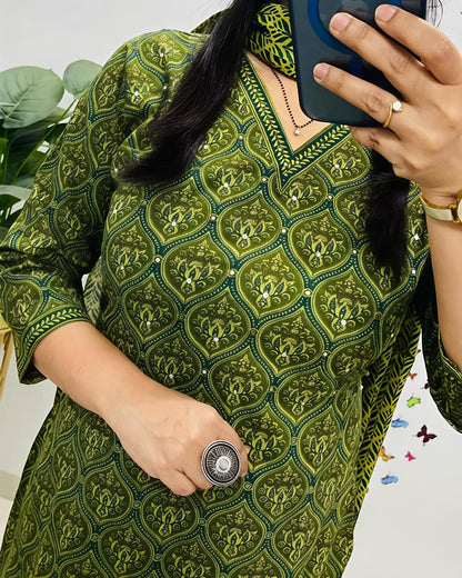 💃 Beautiful Floral Printed Cotton Kurti(SWSK54) - SortedMart