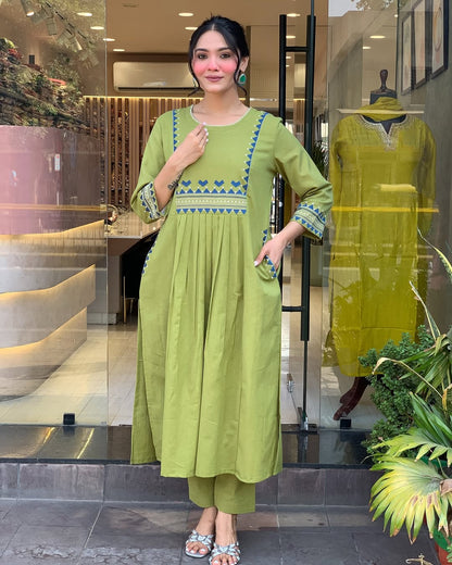 💃 Beautiful Pure Cotton Fabric Kurti Pant set special for festivals ☺️ 🫶🏻💃 (SWSK34) - SortedMart