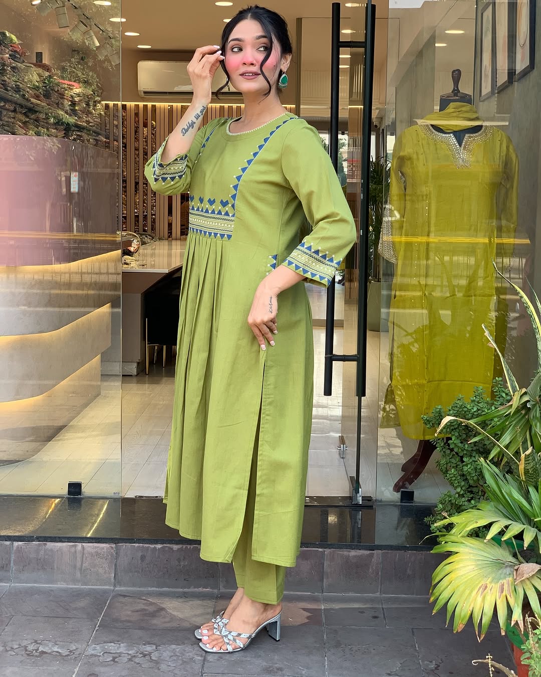 💃 Beautiful Pure Cotton Fabric Kurti Pant set special for festivals ☺️ 🫶🏻💃 (SWSK34) - SortedMart