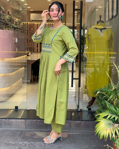 💃 Beautiful Pure Cotton Fabric Kurti Pant set special for festivals ☺️ 🫶🏻💃 (SWSK34) - SortedMart