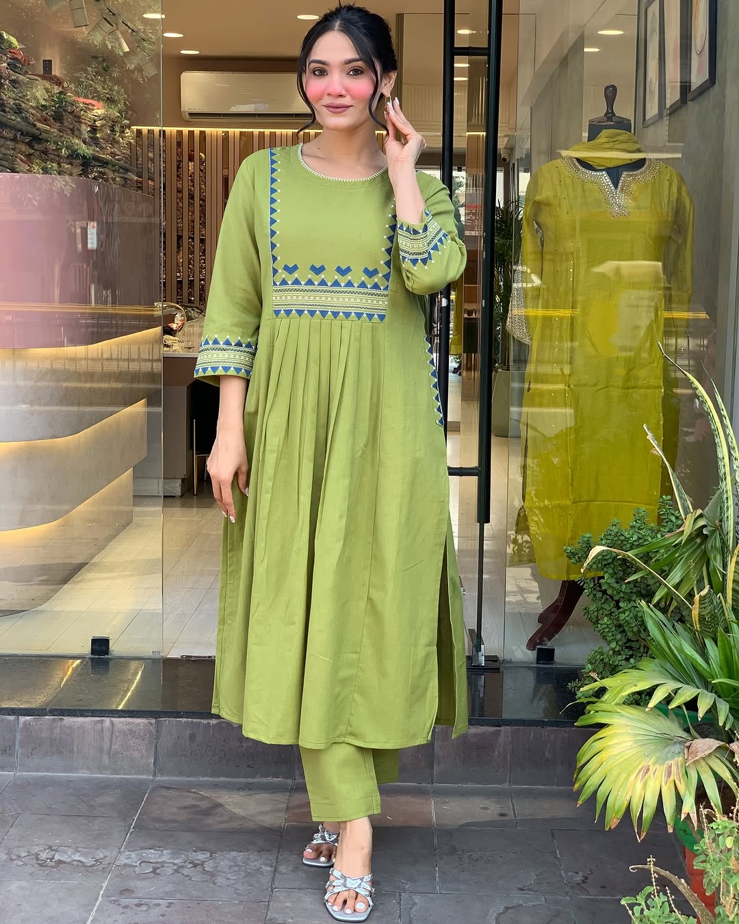 💃 Beautiful Pure Cotton Fabric Kurti Pant set special for festivals ☺️ 🫶🏻💃 (SWSK34) - SortedMart