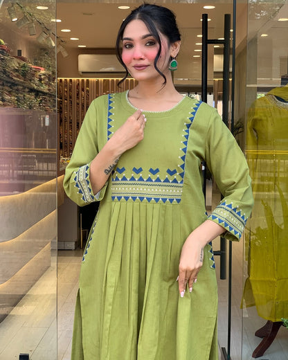 💃 Beautiful Pure Cotton Fabric Kurti Pant set special for festivals ☺️ 🫶🏻💃 (SWSK34) - SortedMart