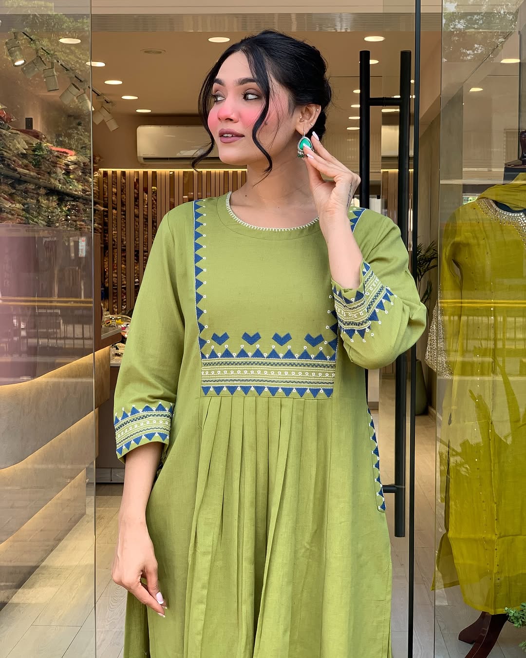 💃 Beautiful Pure Cotton Fabric Kurti Pant set special for festivals ☺️ 🫶🏻💃 (SWSK34) - SortedMart