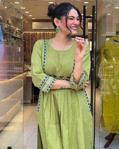 💃 Beautiful Pure Cotton Fabric Kurti Pant set special for festivals ☺️ 🫶🏻💃 (SWSK34) - SortedMart
