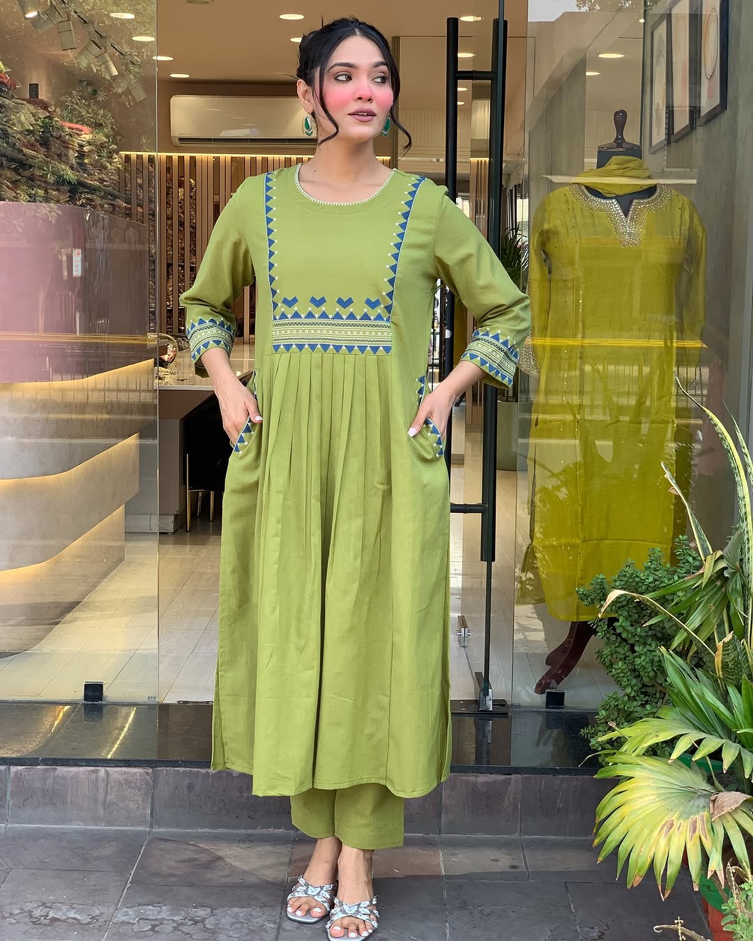 💃 Beautiful Pure Cotton Fabric Kurti Pant set special for festivals ☺️ 🫶🏻💃 (SWSK34) - SortedMart