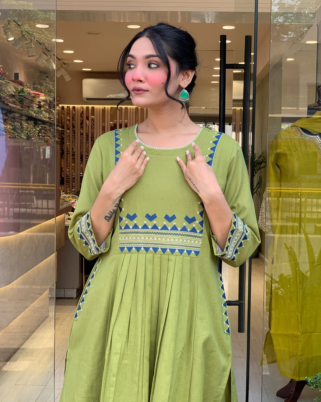 💃 Beautiful Pure Cotton Fabric Kurti Pant set special for festivals ☺️ 🫶🏻💃 (SWSK34) - SortedMart