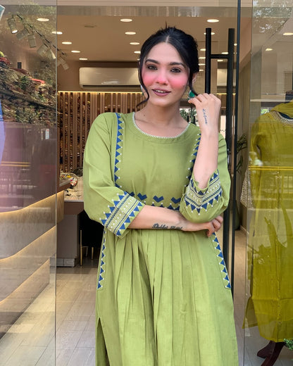 💃 Beautiful Pure Cotton Fabric Kurti Pant set special for festivals ☺️ 🫶🏻💃 (SWSK34) - SortedMart
