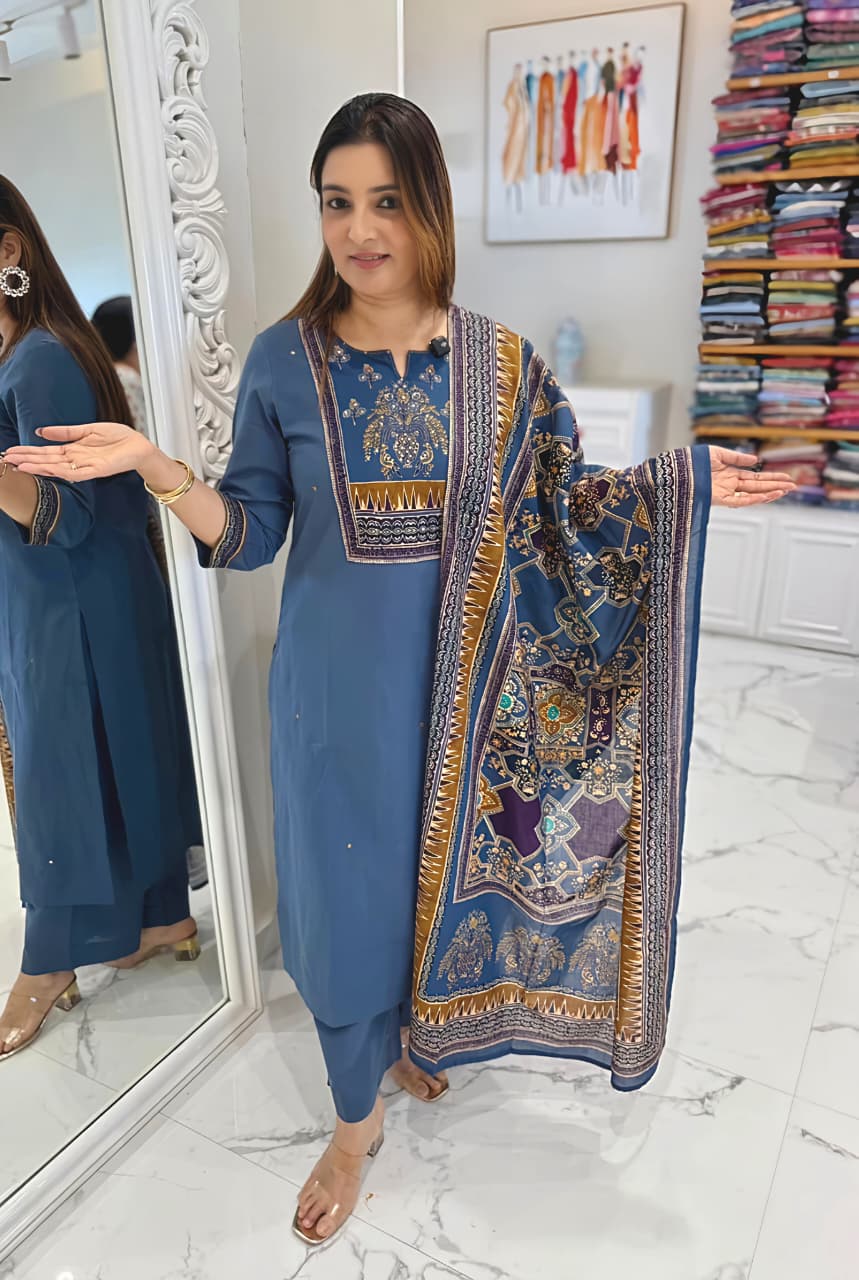 Classic Ethnic Printed Kurta Set with Dupatta for Daily & Festive Wear(RD30) - SortedMart