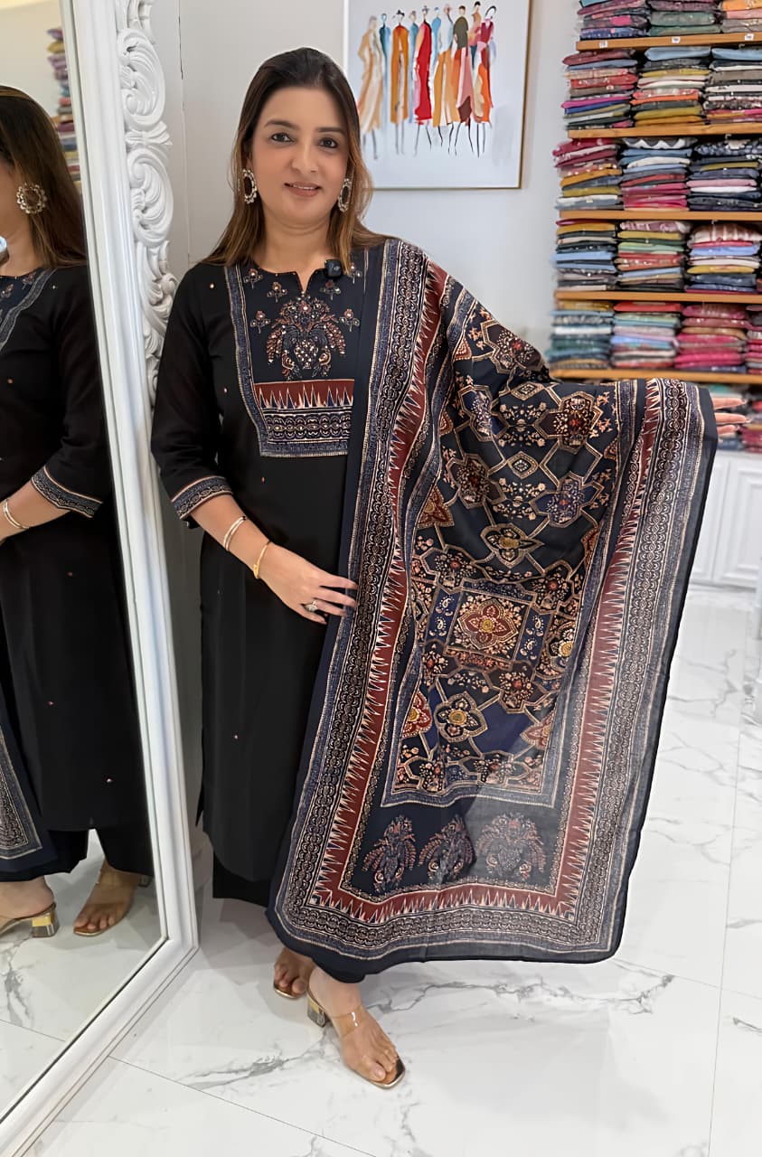 Classic Ethnic Printed Kurta Set with Dupatta for Daily & Festive Wear(RD30) - SortedMart