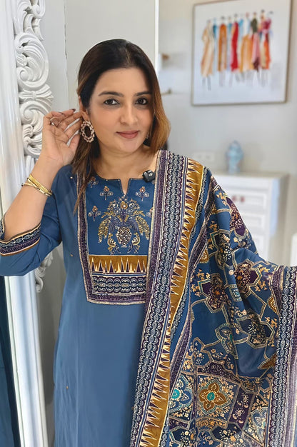 Classic Ethnic Printed Kurta Set with Dupatta for Daily & Festive Wear(RD30) - SortedMart