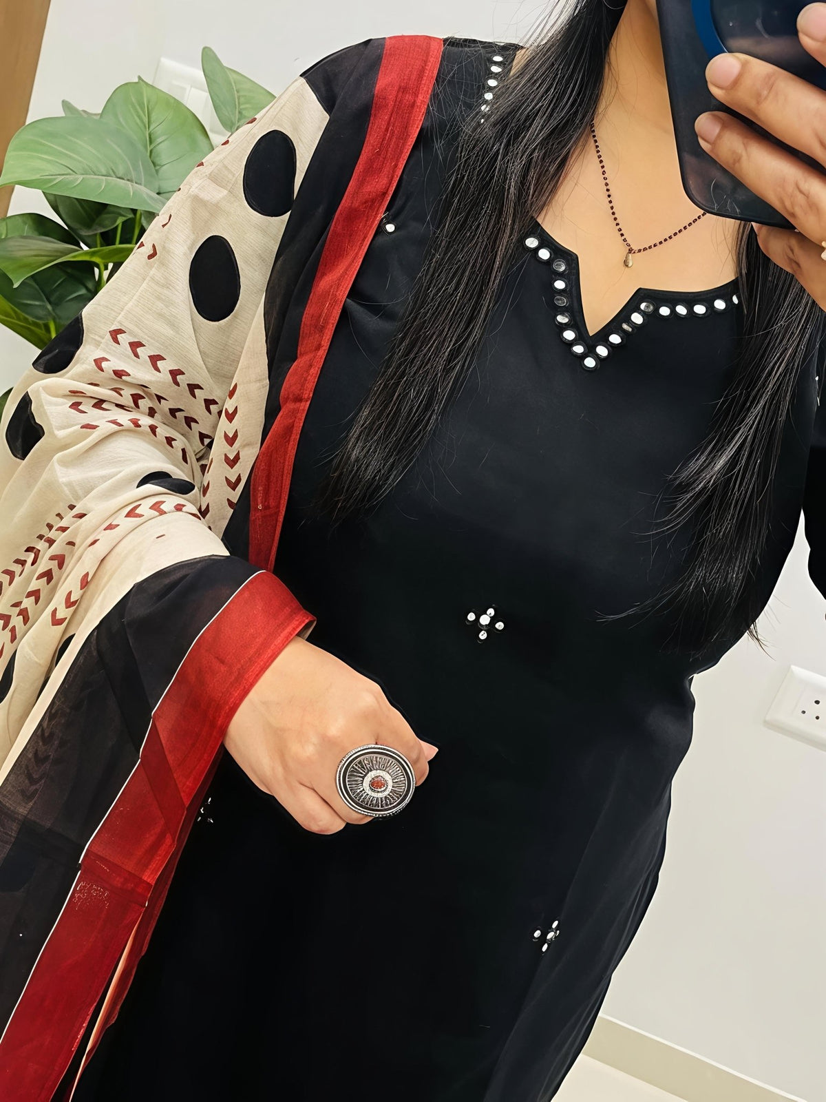 Elegant Kurta Set with Handcrafted Striped Dupatta(SWSK46) - SortedMart