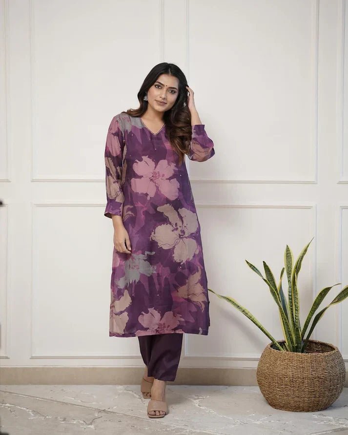 💃Enjoy New Floral Kurta Pant set with amazing lace Work ❤️(RD03) - SortedMart