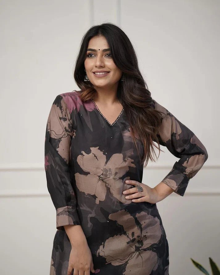 💃Enjoy New Floral Kurta Pant set with amazing lace Work ❤️(RD03) - SortedMart
