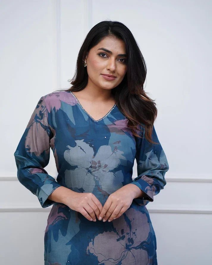 💃Enjoy New Floral Kurta Pant set with amazing lace Work ❤️(RD03) - SortedMart