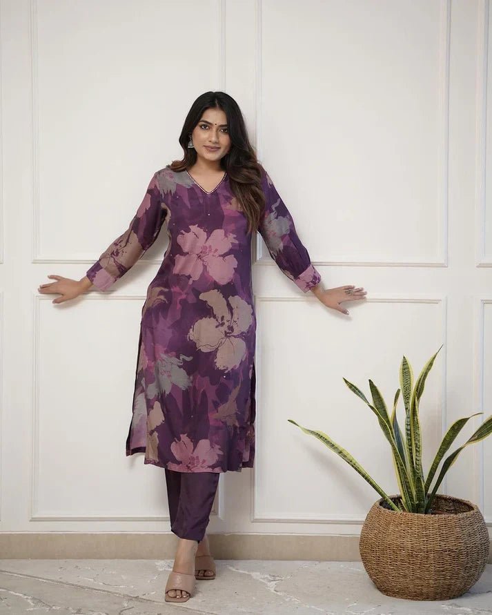 💃Enjoy New Floral Kurta Pant set with amazing lace Work ❤️(RD03) - SortedMart