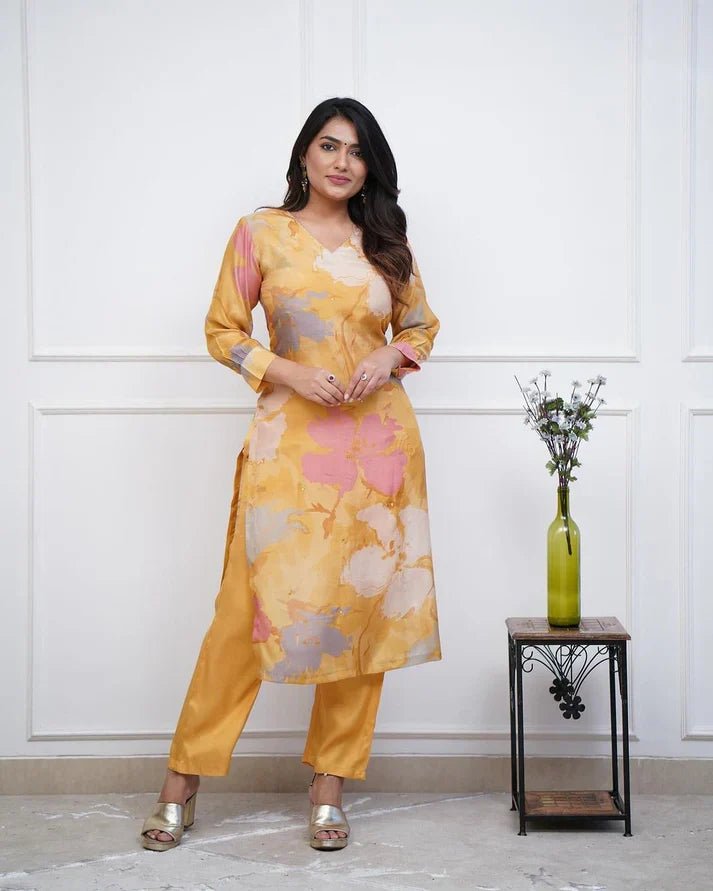 💃Enjoy New Floral Kurta Pant set with amazing lace Work ❤️(RD03) - SortedMart