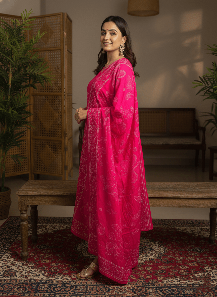 Graceful Pink Embroidered Kurta Set with Dupatta (SWDH17) - SortedMart
