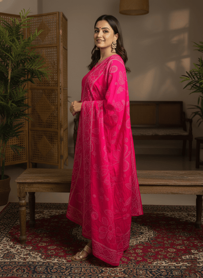Graceful Pink Embroidered Kurta Set with Dupatta (SWDH17) - SortedMart