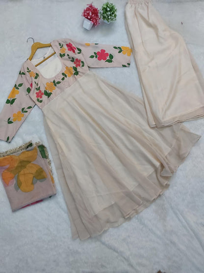Ivory Blossom Grace Anarkali Suit ✨🌸(RRRD34) - SortedMart