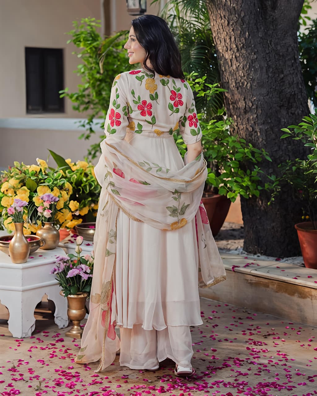 Ivory Blossom Grace Anarkali Suit ✨🌸(RRRD34) - SortedMart