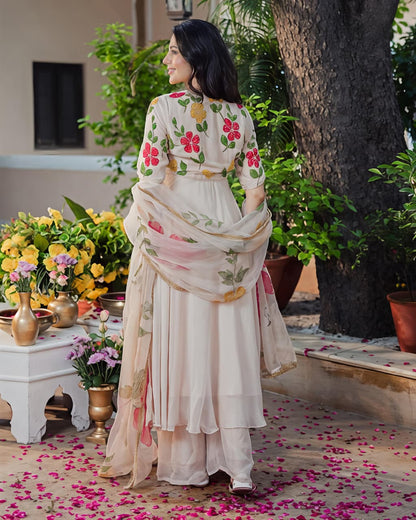 Ivory Blossom Grace Anarkali Suit ✨🌸(RRRD34) - SortedMart