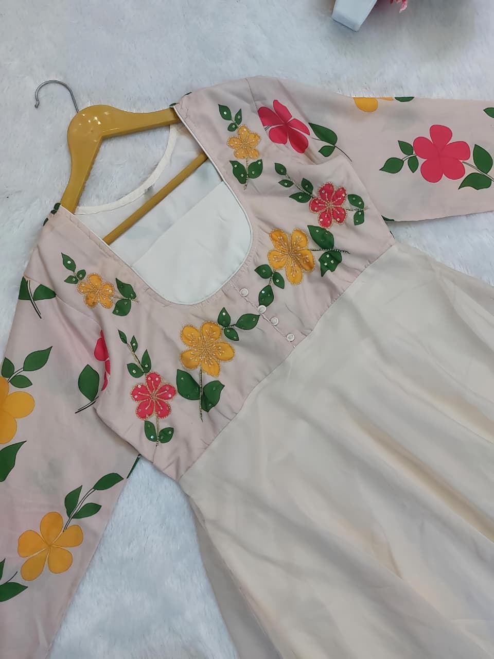 Ivory Blossom Grace Anarkali Suit ✨🌸(RRRD34) - SortedMart