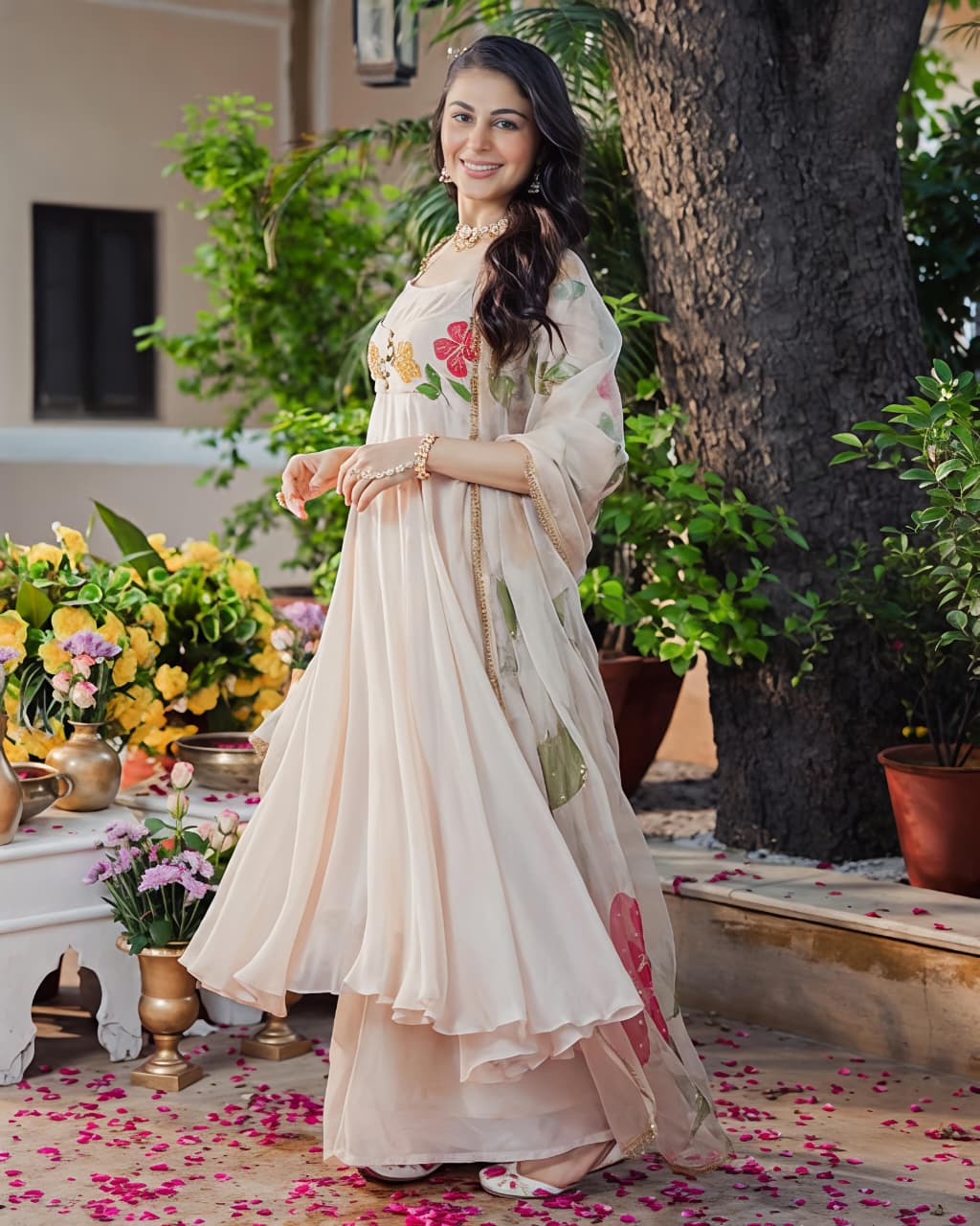 Ivory Blossom Grace Anarkali Suit ✨🌸(RRRD34) - SortedMart