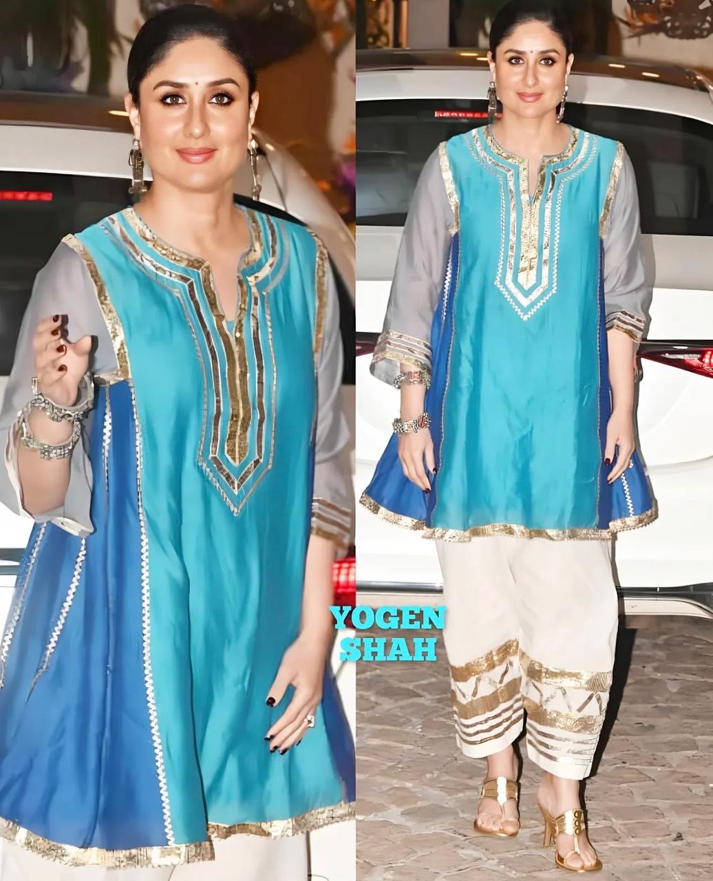 Most Viral Kareena Kapoor Style Cotton Kurta Set with Premium Gota Patti Work (RD034) - SortedMart