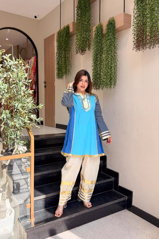 Most Viral Kareena Kapoor Style Cotton Kurta Set with Premium Gota Patti Work (RD034) - SortedMart