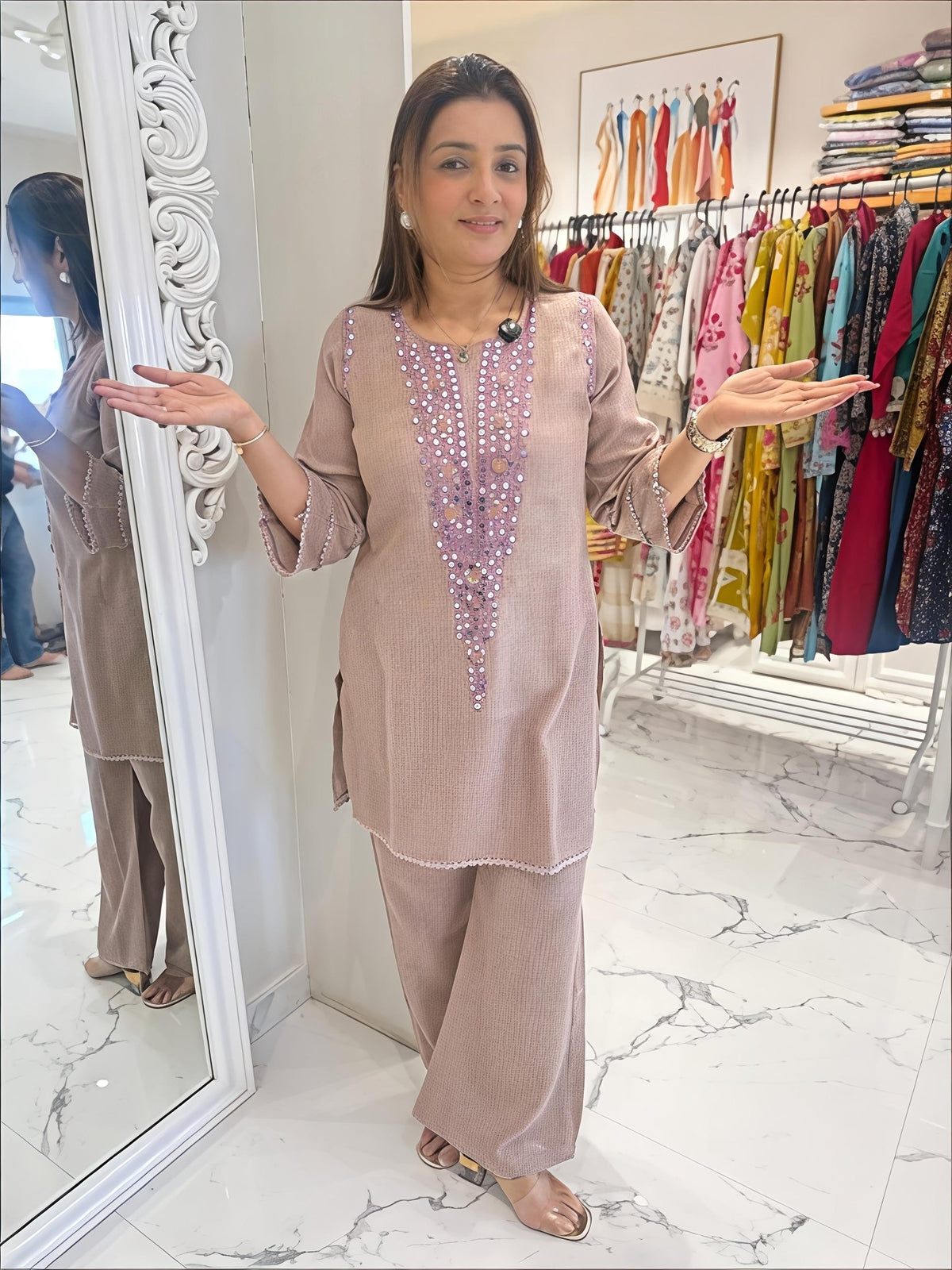 Premium cotton flex top with beautifuly embroidery work (RD028) - SortedMart