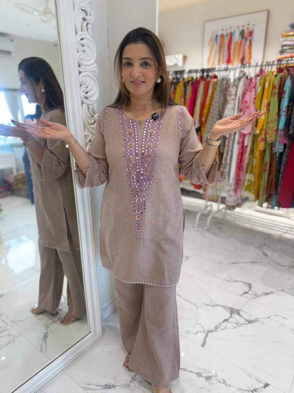 Premium cotton flex top with beautifuly embroidery work (RD028) - SortedMart