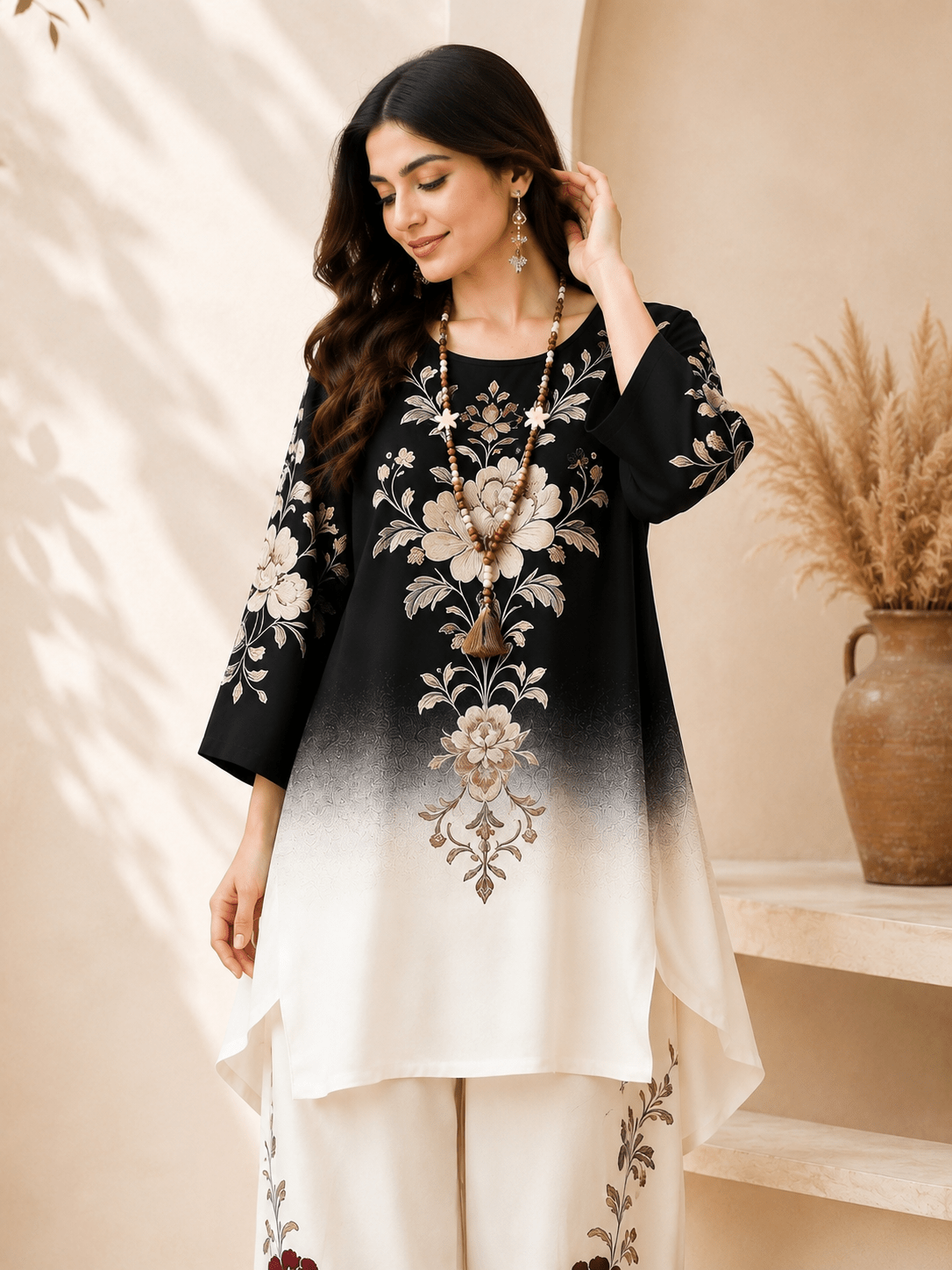 Retro Geometric Plus Size Co-Ord Set - SortedMart