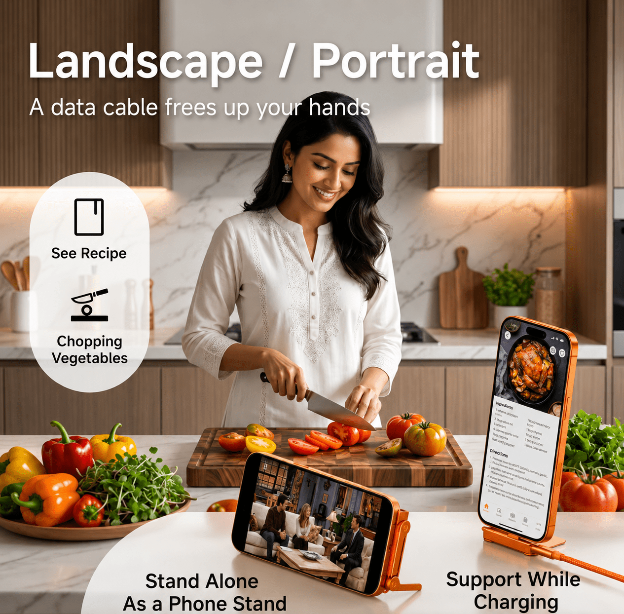 Sorted 2 in 1 detachable Charging Cable Stand - SortedMart