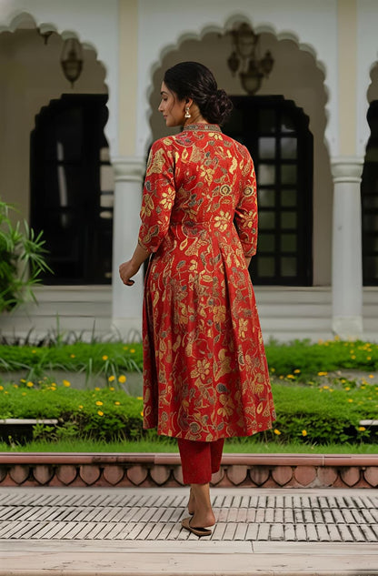 Stylish Olive Green Floral Kurta & Dupatta Set for Festive and Daily Wear(SWSK37) - SortedMart