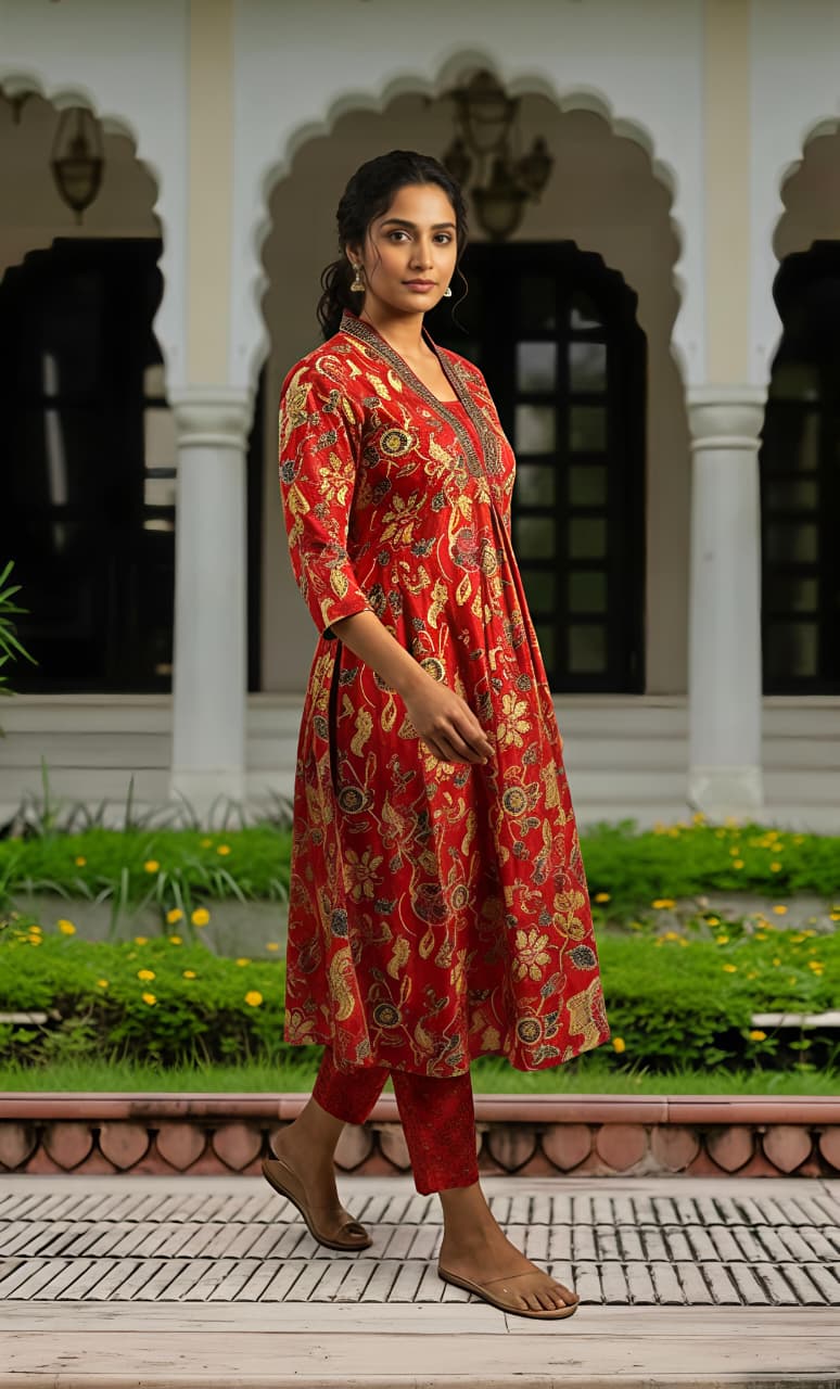 Stylish Olive Green Floral Kurta & Dupatta Set for Festive and Daily Wear(SWSK37) - SortedMart