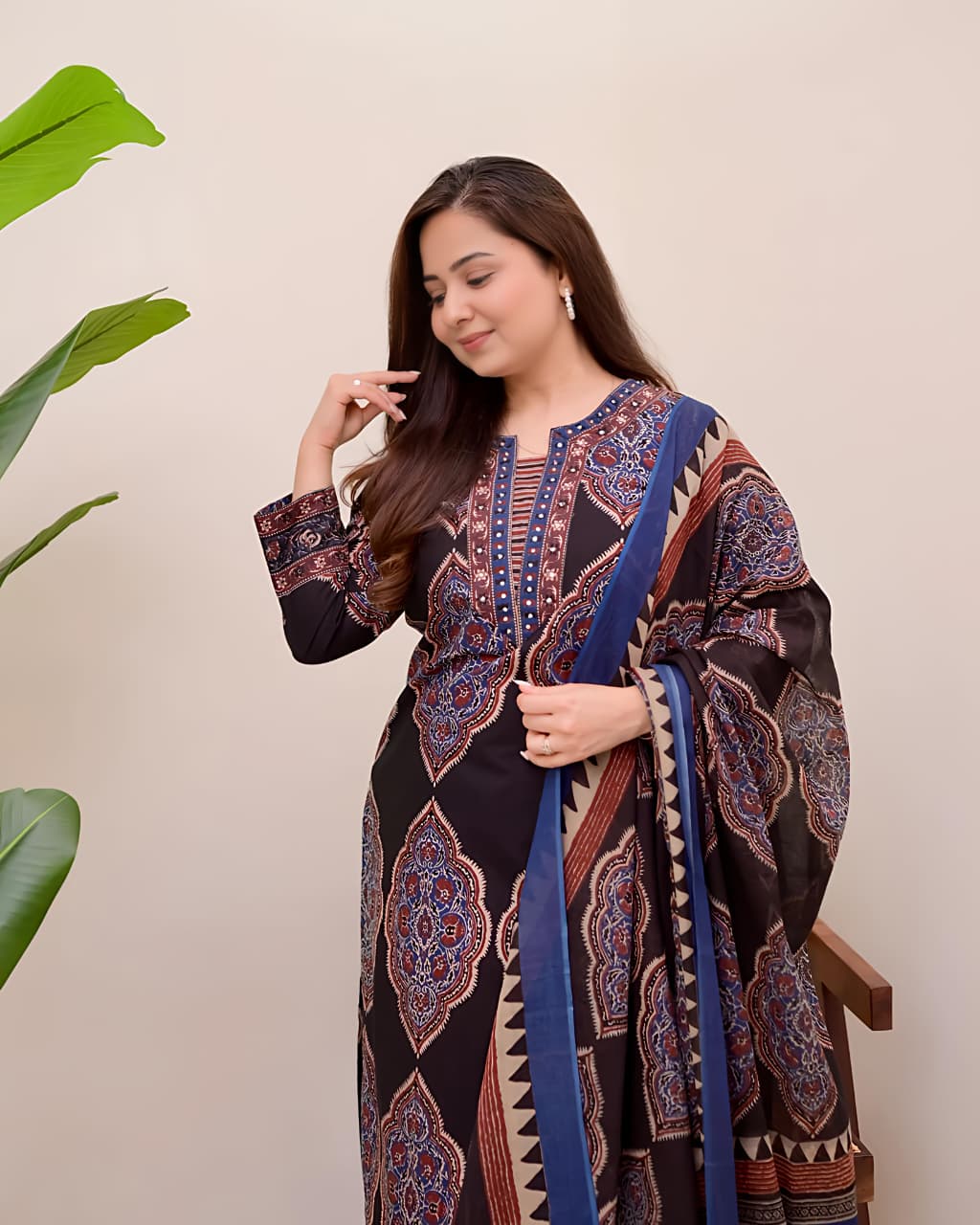 Traditional Printed Kurta Set for Women with Designer Dupatta(SWSK38) - SortedMart