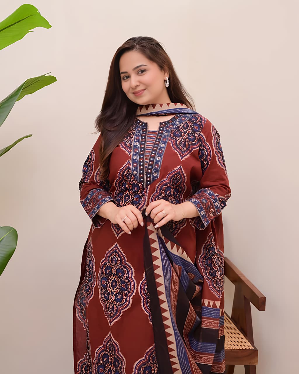 Traditional Printed Kurta Set for Women with Designer Dupatta(SWSK38) - SortedMart