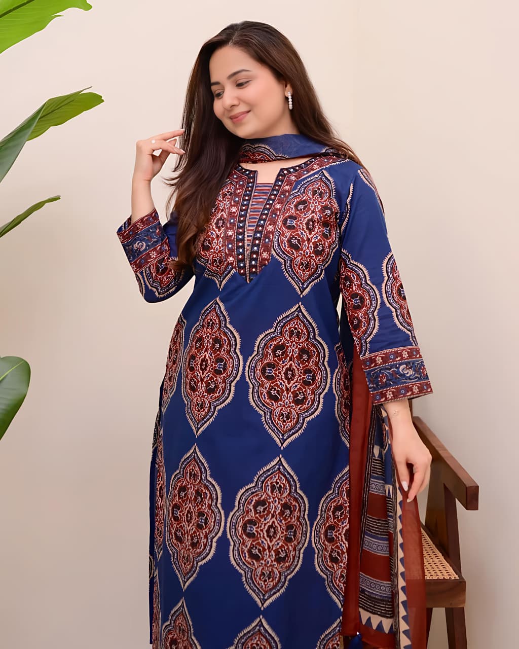 Traditional Printed Kurta Set for Women with Designer Dupatta(SWSK38) - SortedMart