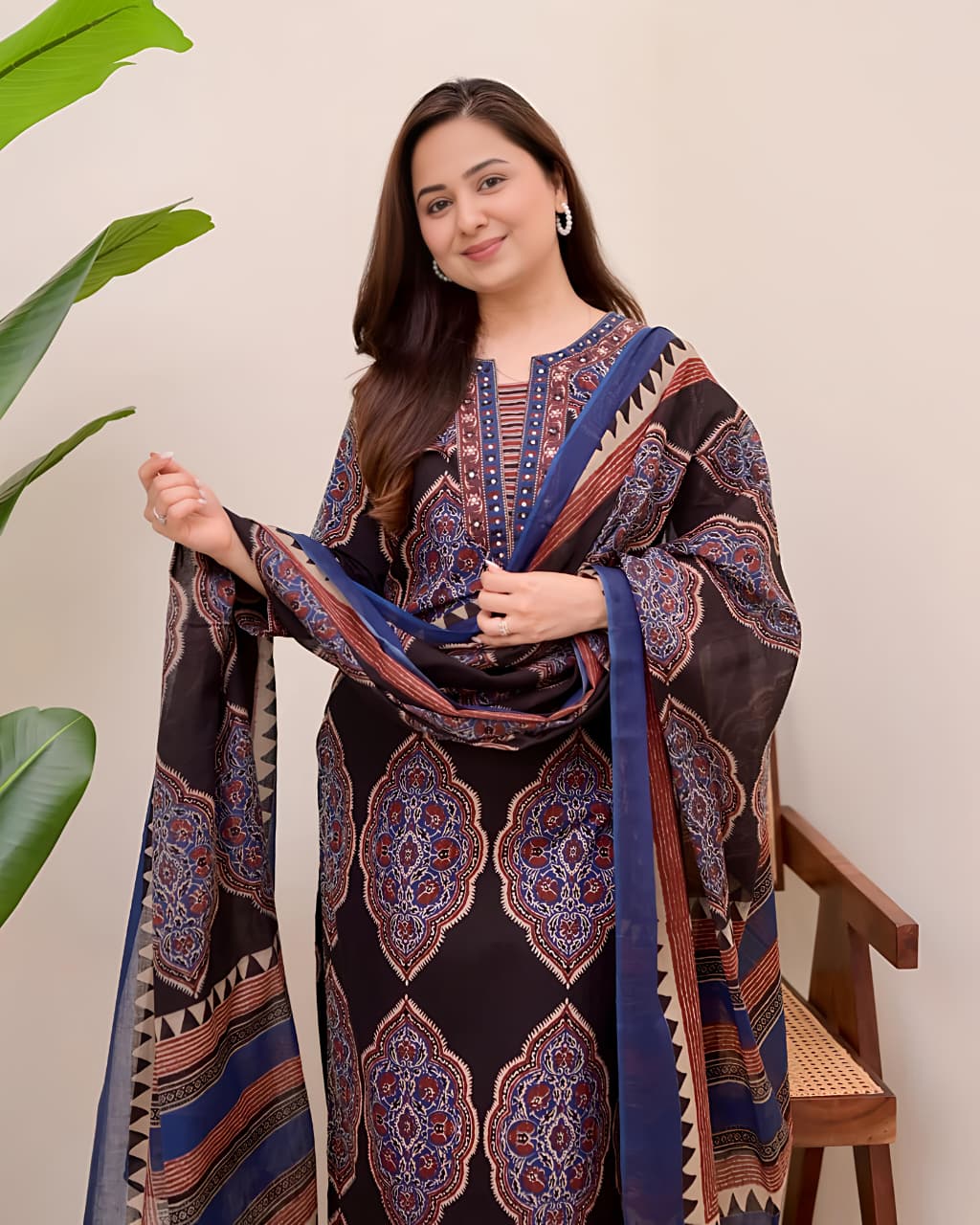 Traditional Printed Kurta Set for Women with Designer Dupatta(SWSK38) - SortedMart