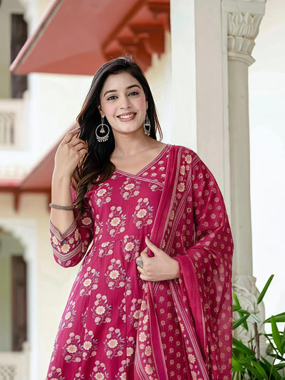 Women Ethnic Printed Kurta Set with Dupatta – Festive & Wedding Wear(SWSK39) - SortedMart