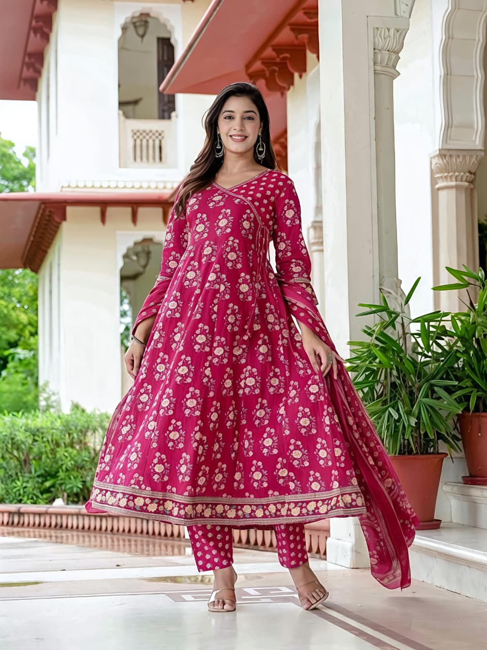 Women Ethnic Printed Kurta Set with Dupatta – Festive & Wedding Wear(SWSK39) - SortedMart