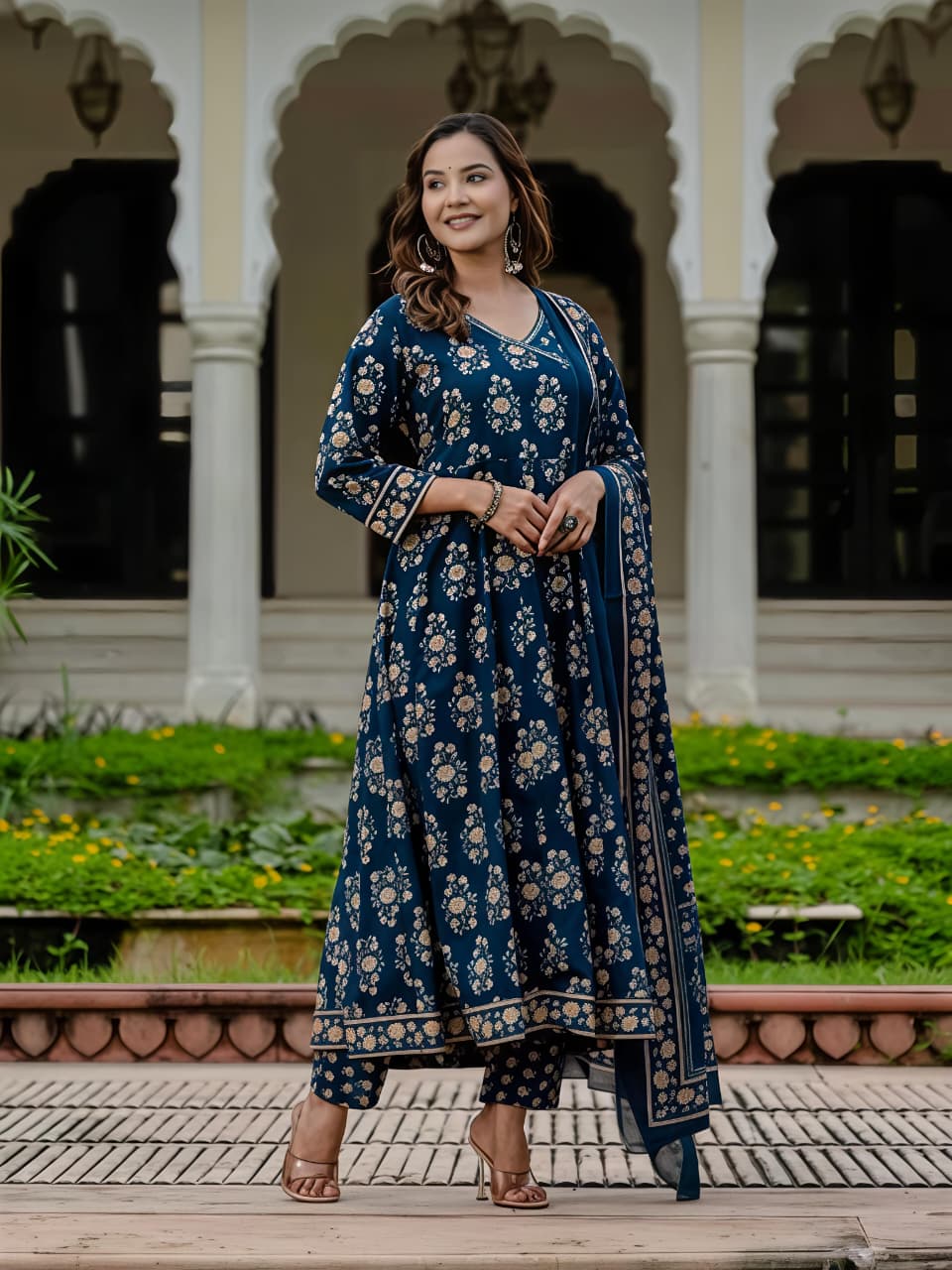 Women Ethnic Printed Kurta Set with Dupatta – Festive & Wedding Wear(SWSK39) - SortedMart