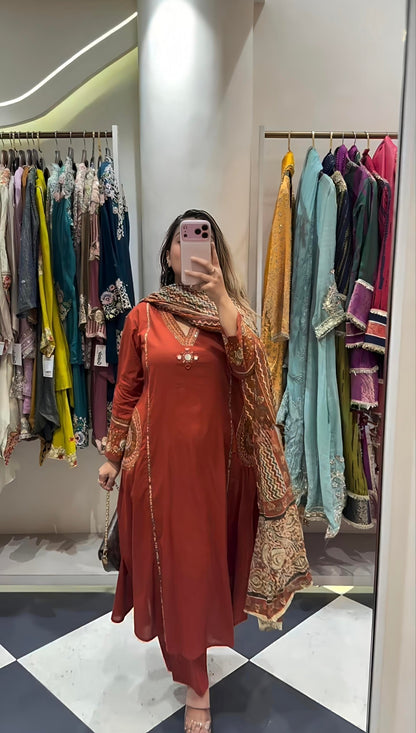 Women’s Embroidered Kurta Pant Set with Dupatta (RD33) - SortedMart